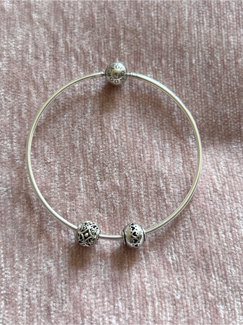 Pandora Essence Collection Bangle- 925 Sterling Silver + 2 charms